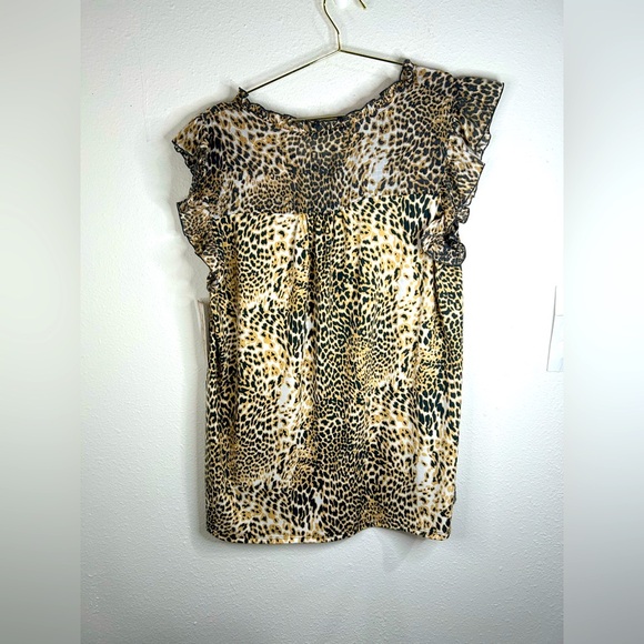 Indigo Rose Plus Size 2X Leopard Print Blouse Boho Tassel Tie Flutter Sleeve Top - Picture 5 of 6